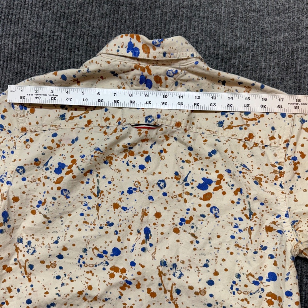 Tommy Hilfiger Denim Mens Medium Paint Splatter Short Sleeve Button Down Shirt - Picture 9 of 13